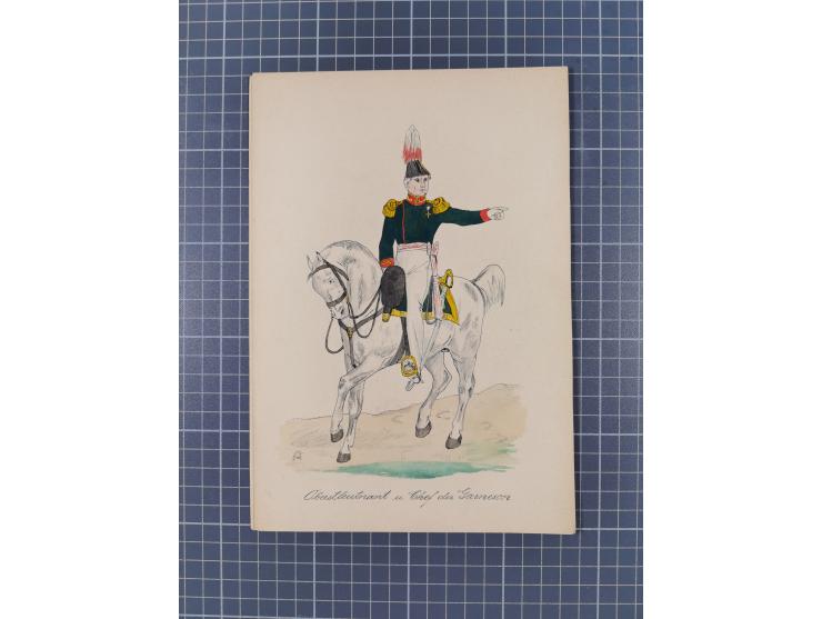 1820/90(ca.), 19. Jahrhundert, 47 Lithografien und Tuschzeichnungen von Militärs und Uniformen, dabei Preußische, Sächsische 