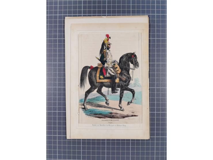 1820/90(ca.), 19. Jahrhundert, 47 Lithografien und Tuschzeichnungen von Militärs und Uniformen, dabei Preußische, Sächsische 