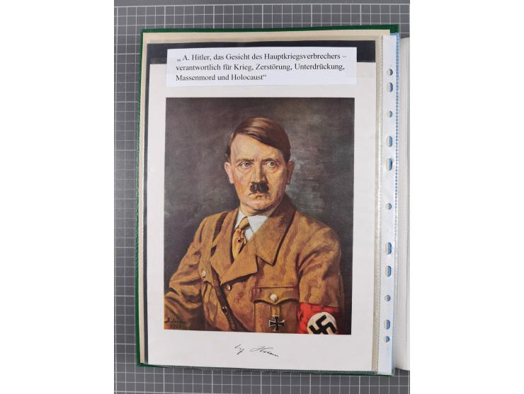 1933/45, Propaganda, 2 Alben mit 310 Belegen, alle zum Thema: A. Hitler, das Gesicht des Hauptkriegsverbrechers-verantwortlic