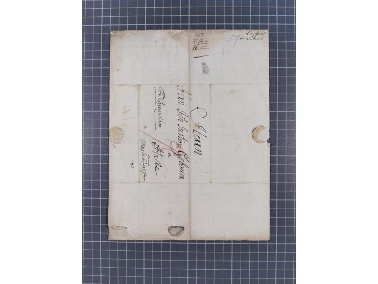 1734/1872, Norddeutsche Staaten, rund 30 Belege, dabei diverse Stempel, Auslandspost, kleiner "DE HAMBURG", etc.