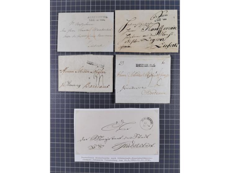 1734/1872, Norddeutsche Staaten, rund 30 Belege, dabei diverse Stempel, Auslandspost, kleiner "DE HAMBURG", etc.