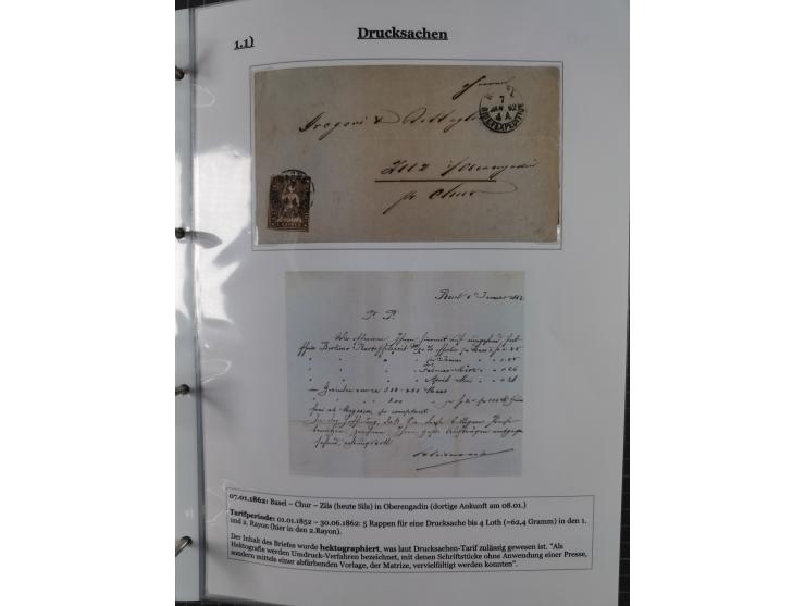 1842/1975, reichhaltige Sammlung mit etwas über 110 Briefen, dabei u.a. Mi.-Nr. 7II (oben angeschnitten) auf Forwarded-Brief 