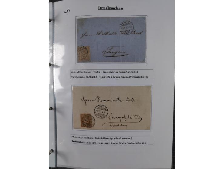 1842/1975, reichhaltige Sammlung mit etwas über 110 Briefen, dabei u.a. Mi.-Nr. 7II (oben angeschnitten) auf Forwarded-Brief 