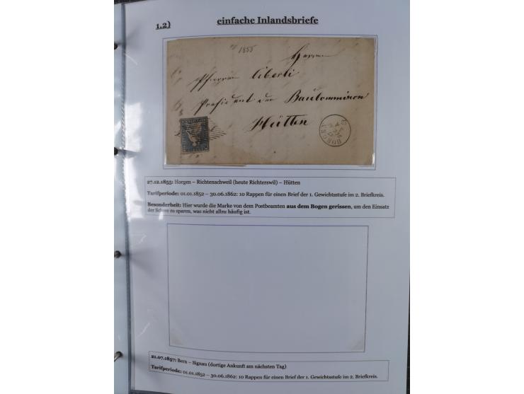1842/1975, reichhaltige Sammlung mit etwas über 110 Briefen, dabei u.a. Mi.-Nr. 7II (oben angeschnitten) auf Forwarded-Brief 