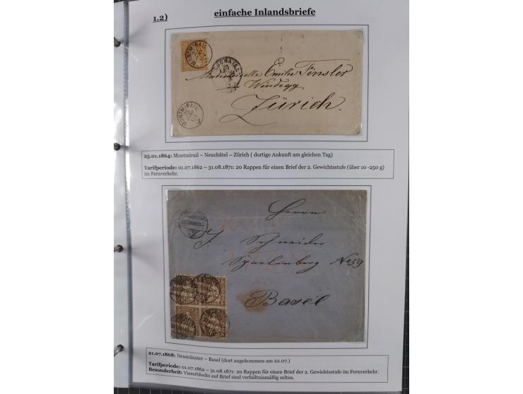 1842/1975, reichhaltige Sammlung mit etwas über 110 Briefen, dabei u.a. Mi.-Nr. 7II (oben angeschnitten) auf Forwarded-Brief 
