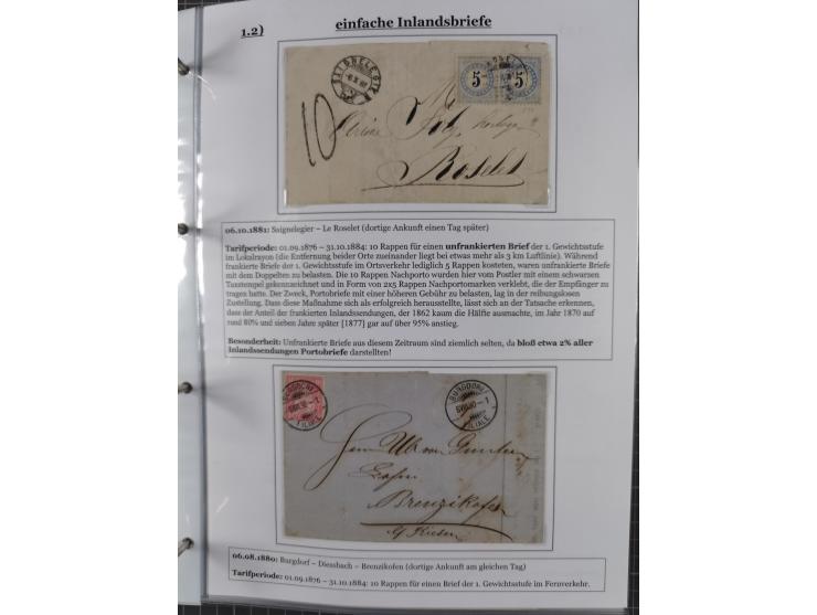 1842/1975, reichhaltige Sammlung mit etwas über 110 Briefen, dabei u.a. Mi.-Nr. 7II (oben angeschnitten) auf Forwarded-Brief 