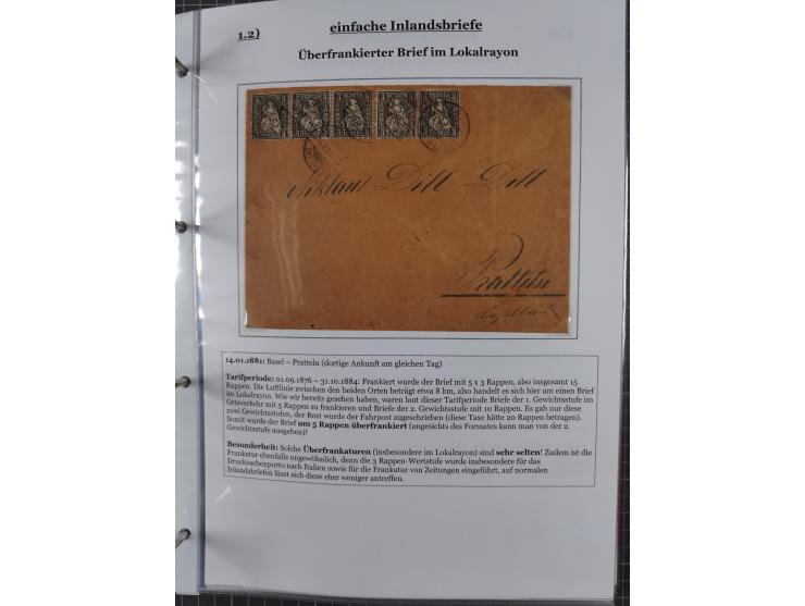 1842/1975, reichhaltige Sammlung mit etwas über 110 Briefen, dabei u.a. Mi.-Nr. 7II (oben angeschnitten) auf Forwarded-Brief 
