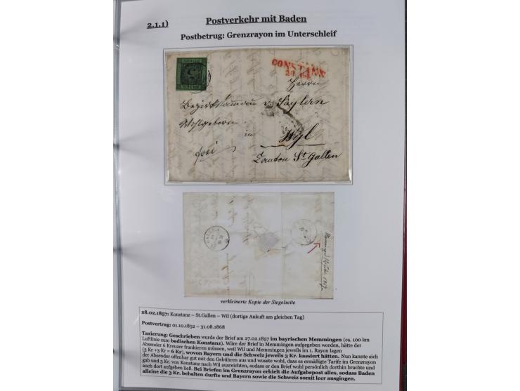 1842/1975, reichhaltige Sammlung mit etwas über 110 Briefen, dabei u.a. Mi.-Nr. 7II (oben angeschnitten) auf Forwarded-Brief 