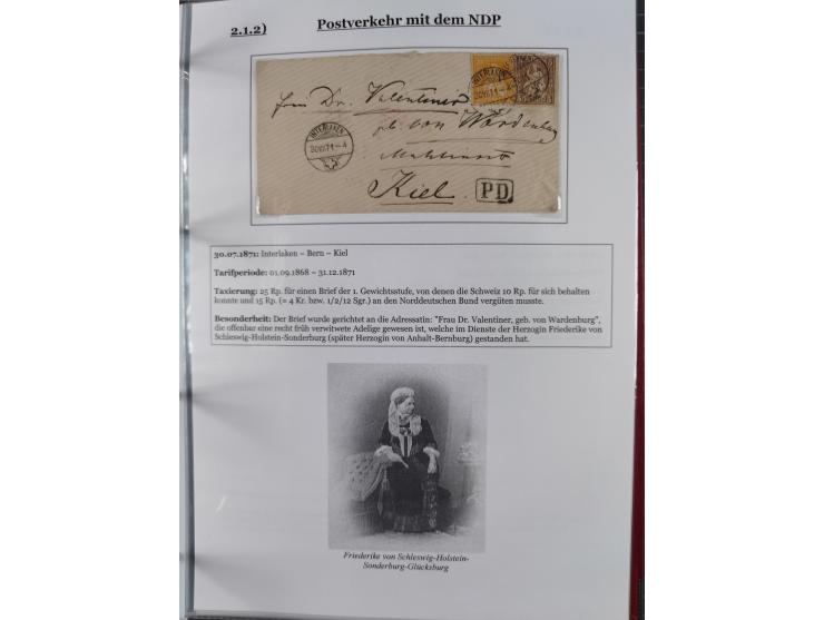 1842/1975, reichhaltige Sammlung mit etwas über 110 Briefen, dabei u.a. Mi.-Nr. 7II (oben angeschnitten) auf Forwarded-Brief 