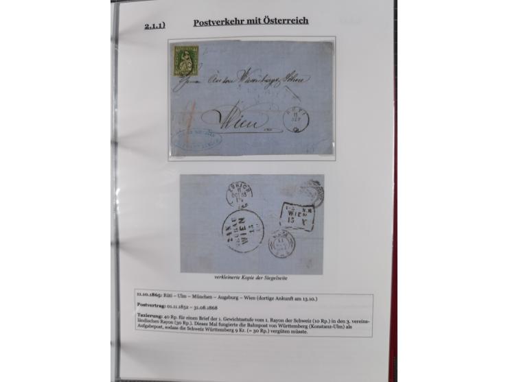 1842/1975, reichhaltige Sammlung mit etwas über 110 Briefen, dabei u.a. Mi.-Nr. 7II (oben angeschnitten) auf Forwarded-Brief 