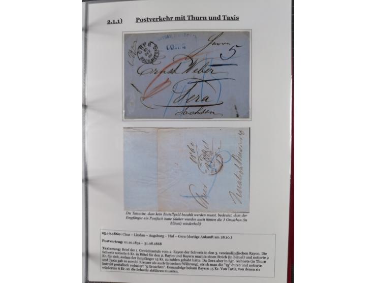 1842/1975, reichhaltige Sammlung mit etwas über 110 Briefen, dabei u.a. Mi.-Nr. 7II (oben angeschnitten) auf Forwarded-Brief 