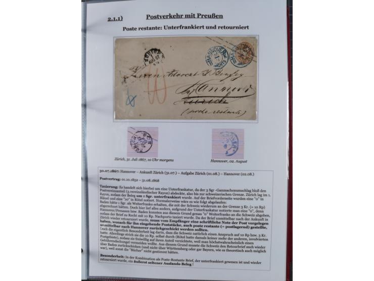 1842/1975, reichhaltige Sammlung mit etwas über 110 Briefen, dabei u.a. Mi.-Nr. 7II (oben angeschnitten) auf Forwarded-Brief 