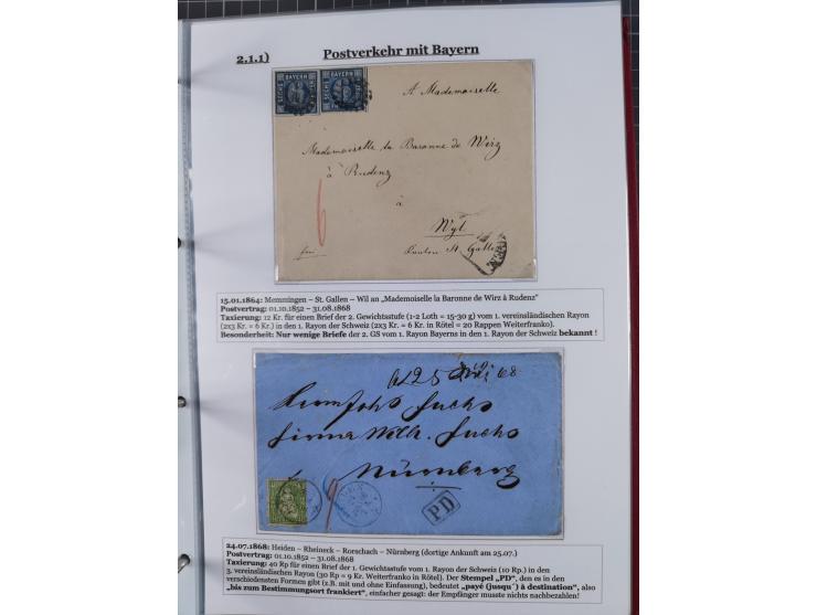 1842/1975, reichhaltige Sammlung mit etwas über 110 Briefen, dabei u.a. Mi.-Nr. 7II (oben angeschnitten) auf Forwarded-Brief 