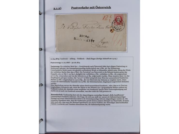 1842/1975, reichhaltige Sammlung mit etwas über 110 Briefen, dabei u.a. Mi.-Nr. 7II (oben angeschnitten) auf Forwarded-Brief 