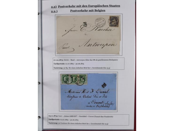 1842/1975, reichhaltige Sammlung mit etwas über 110 Briefen, dabei u.a. Mi.-Nr. 7II (oben angeschnitten) auf Forwarded-Brief 
