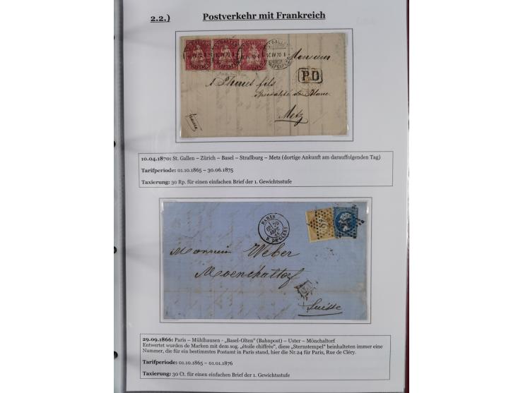 1842/1975, reichhaltige Sammlung mit etwas über 110 Briefen, dabei u.a. Mi.-Nr. 7II (oben angeschnitten) auf Forwarded-Brief 