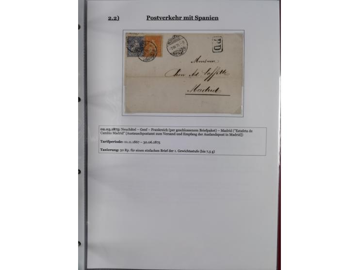 1842/1975, reichhaltige Sammlung mit etwas über 110 Briefen, dabei u.a. Mi.-Nr. 7II (oben angeschnitten) auf Forwarded-Brief 