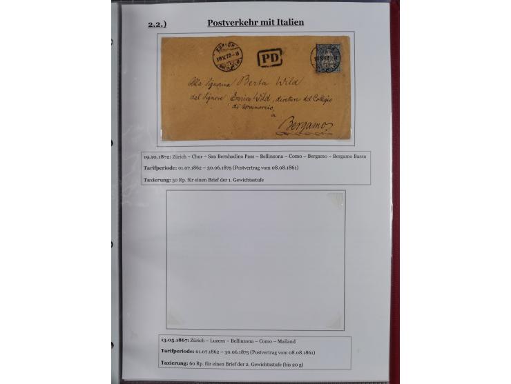 1842/1975, reichhaltige Sammlung mit etwas über 110 Briefen, dabei u.a. Mi.-Nr. 7II (oben angeschnitten) auf Forwarded-Brief 