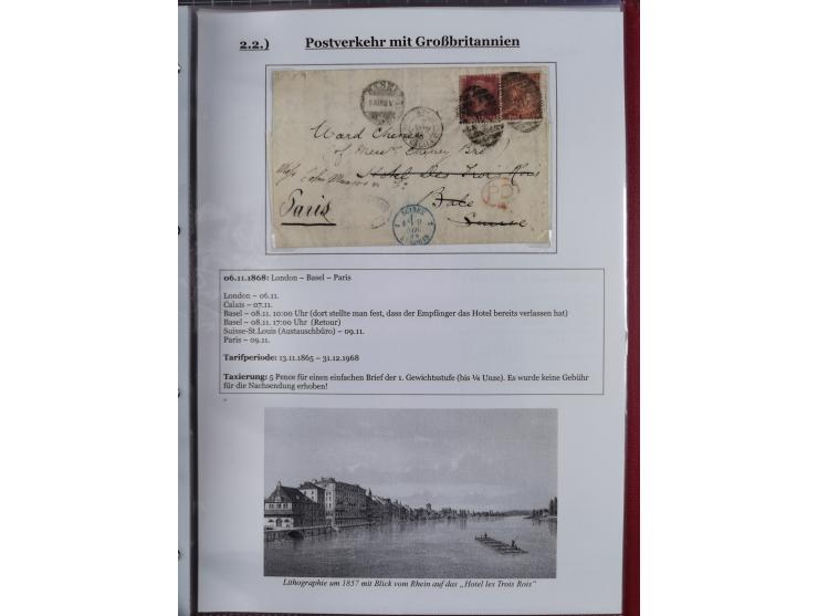 1842/1975, reichhaltige Sammlung mit etwas über 110 Briefen, dabei u.a. Mi.-Nr. 7II (oben angeschnitten) auf Forwarded-Brief 
