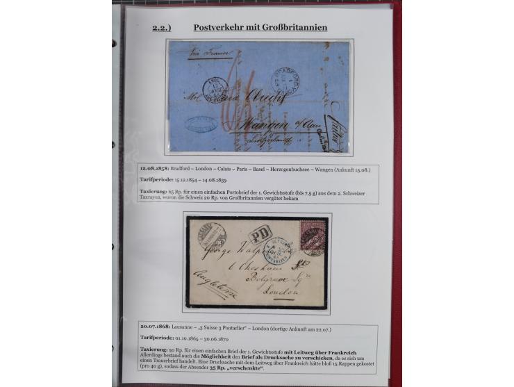 1842/1975, reichhaltige Sammlung mit etwas über 110 Briefen, dabei u.a. Mi.-Nr. 7II (oben angeschnitten) auf Forwarded-Brief 
