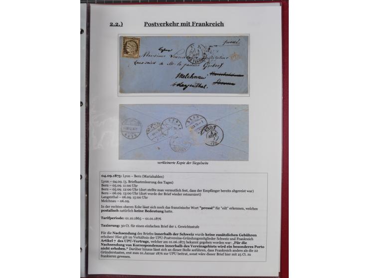 1842/1975, reichhaltige Sammlung mit etwas über 110 Briefen, dabei u.a. Mi.-Nr. 7II (oben angeschnitten) auf Forwarded-Brief 