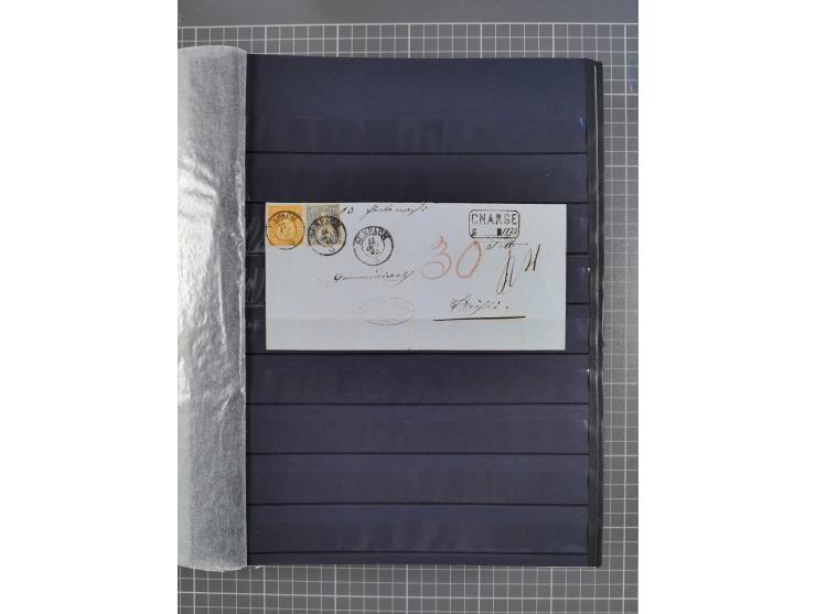 1842/1975, reichhaltige Sammlung mit etwas über 110 Briefen, dabei u.a. Mi.-Nr. 7II (oben angeschnitten) auf Forwarded-Brief 