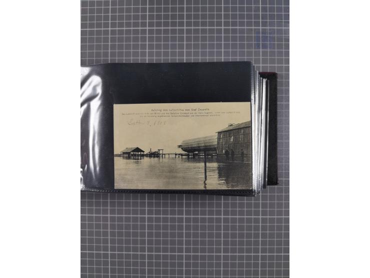 1907/38, Album 100 Zeppelin-Ansichtskarten, dabei 64 Karten bis 1914 (52 AK Deutsches Reich) mit vielen seltenen Ansichten, m