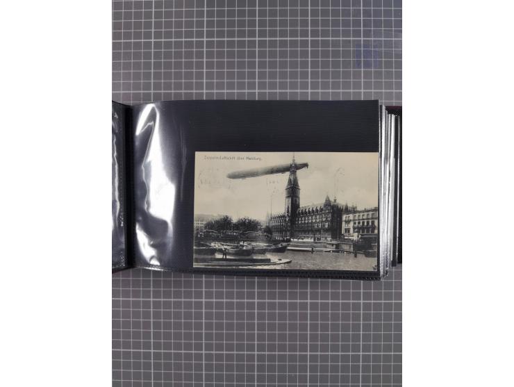 1907/38, Album 100 Zeppelin-Ansichtskarten, dabei 64 Karten bis 1914 (52 AK Deutsches Reich) mit vielen seltenen Ansichten, m