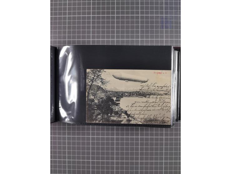 1907/38, Album 100 Zeppelin-Ansichtskarten, dabei 64 Karten bis 1914 (52 AK Deutsches Reich) mit vielen seltenen Ansichten, m