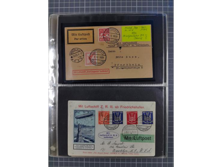 1913/36, Album mit 55 Zeppelinbriefen -Karten, (51 St. DR) dabei viele bessere Belege, u.a. DR großes Telegramm Luftschiff Hi