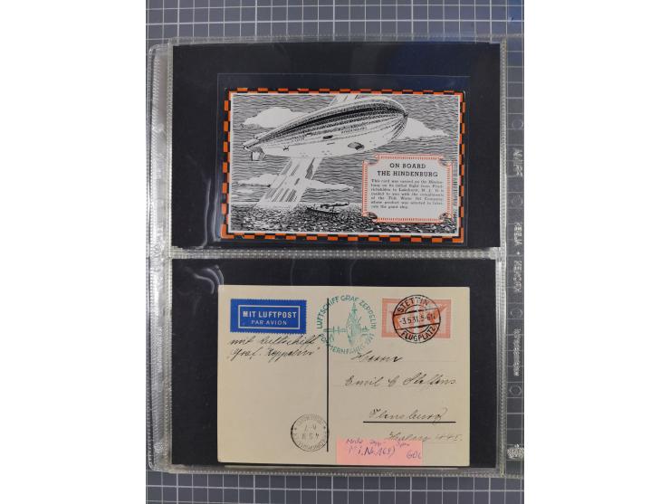 1913/36, Album mit 55 Zeppelinbriefen -Karten, (51 St. DR) dabei viele bessere Belege, u.a. DR großes Telegramm Luftschiff Hi