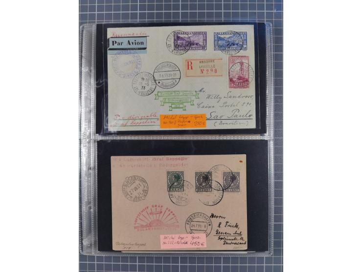 1913/36, Album mit 55 Zeppelinbriefen -Karten, (51 St. DR) dabei viele bessere Belege, u.a. DR großes Telegramm Luftschiff Hi