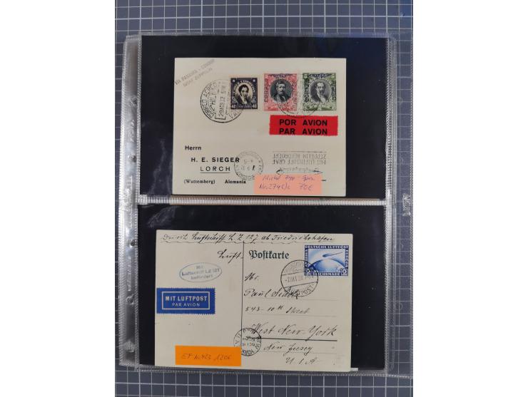 1913/36, Album mit 55 Zeppelinbriefen -Karten, (51 St. DR) dabei viele bessere Belege, u.a. DR großes Telegramm Luftschiff Hi