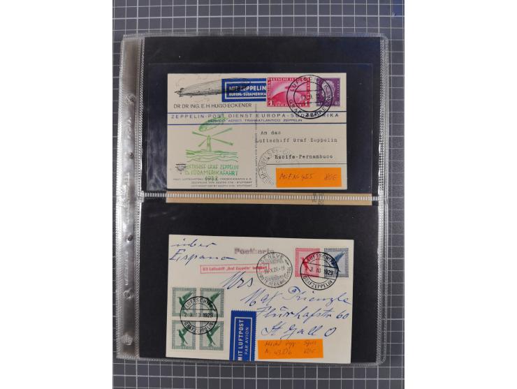 1913/36, Album mit 55 Zeppelinbriefen -Karten, (51 St. DR) dabei viele bessere Belege, u.a. DR großes Telegramm Luftschiff Hi