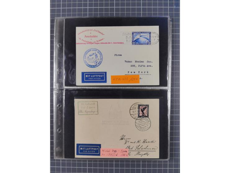 1913/36, Album mit 55 Zeppelinbriefen -Karten, (51 St. DR) dabei viele bessere Belege, u.a. DR großes Telegramm Luftschiff Hi
