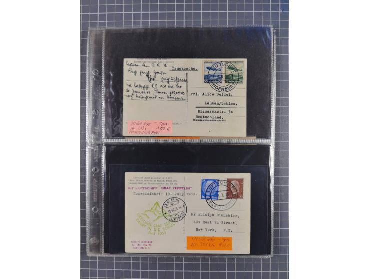 1913/36, Album mit 55 Zeppelinbriefen -Karten, (51 St. DR) dabei viele bessere Belege, u.a. DR großes Telegramm Luftschiff Hi