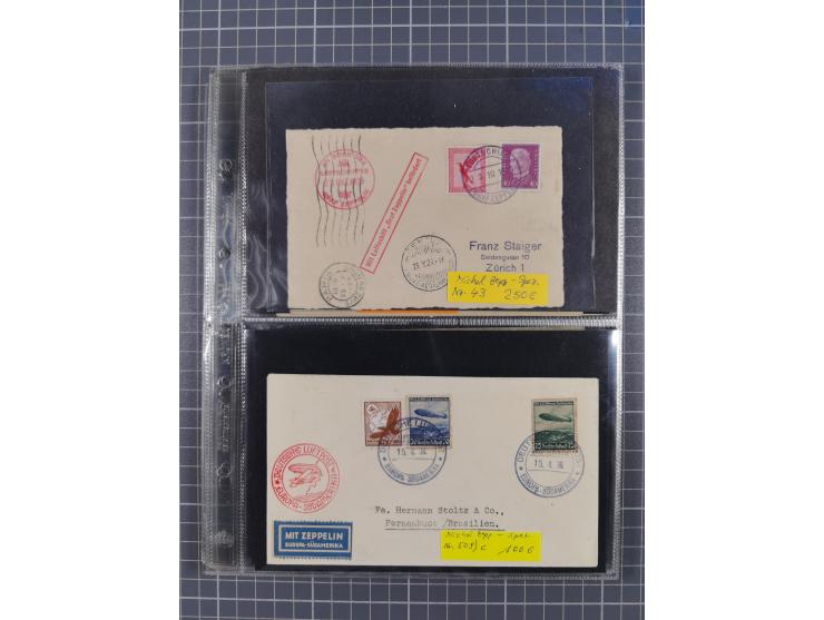 1913/36, Album mit 55 Zeppelinbriefen -Karten, (51 St. DR) dabei viele bessere Belege, u.a. DR großes Telegramm Luftschiff Hi