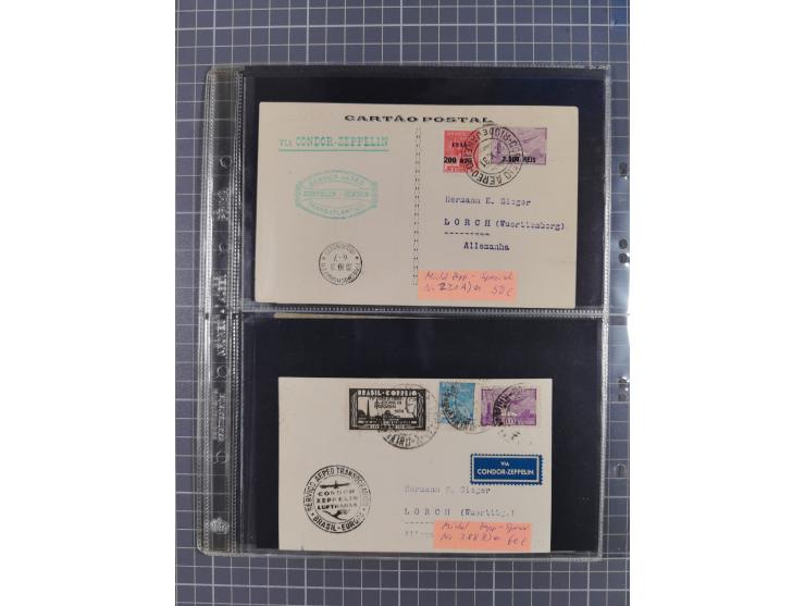 1913/36, Album mit 55 Zeppelinbriefen -Karten, (51 St. DR) dabei viele bessere Belege, u.a. DR großes Telegramm Luftschiff Hi