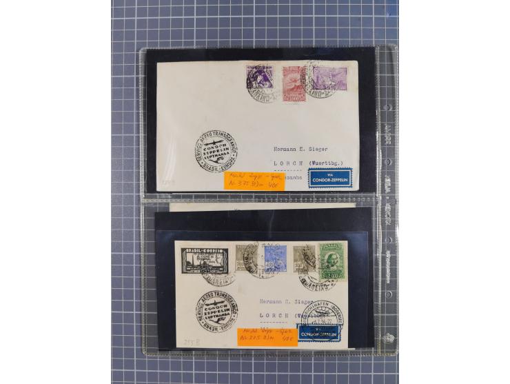 1913/36, Album mit 55 Zeppelinbriefen -Karten, (51 St. DR) dabei viele bessere Belege, u.a. DR großes Telegramm Luftschiff Hi