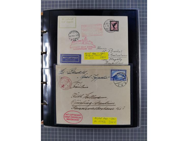 1908/39, umfangreiche Sammlung von 234 Belegen, viel Deutsches Reich (126 St.) mit Zeppelinbriefen/ Karten, Zeppelin-Ansichts