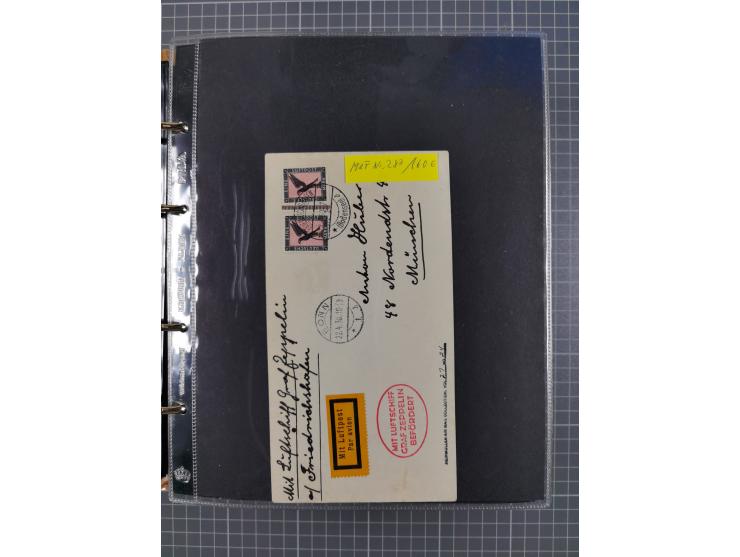 1908/39, umfangreiche Sammlung von 234 Belegen, viel Deutsches Reich (126 St.) mit Zeppelinbriefen/ Karten, Zeppelin-Ansichts