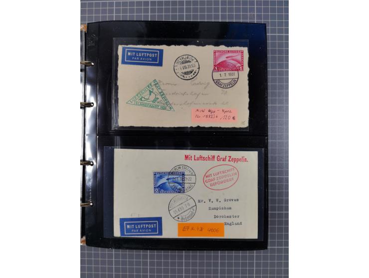 1908/39, umfangreiche Sammlung von 234 Belegen, viel Deutsches Reich (126 St.) mit Zeppelinbriefen/ Karten, Zeppelin-Ansichts