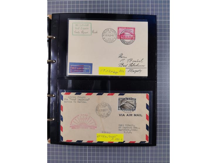 1908/39, umfangreiche Sammlung von 234 Belegen, viel Deutsches Reich (126 St.) mit Zeppelinbriefen/ Karten, Zeppelin-Ansichts