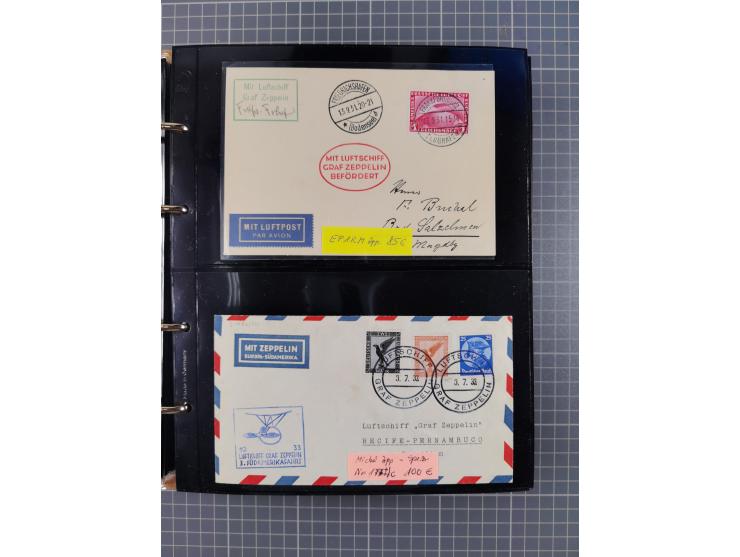 1908/39, umfangreiche Sammlung von 234 Belegen, viel Deutsches Reich (126 St.) mit Zeppelinbriefen/ Karten, Zeppelin-Ansichts