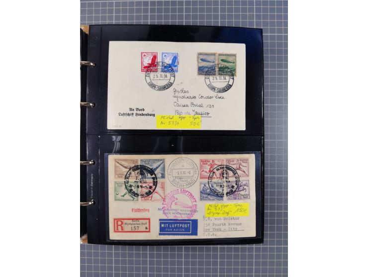 1908/39, umfangreiche Sammlung von 234 Belegen, viel Deutsches Reich (126 St.) mit Zeppelinbriefen/ Karten, Zeppelin-Ansichts
