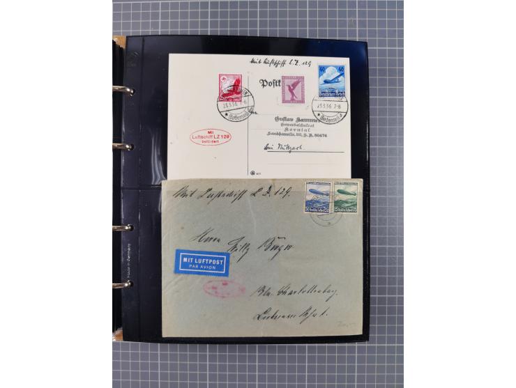 1908/39, umfangreiche Sammlung von 234 Belegen, viel Deutsches Reich (126 St.) mit Zeppelinbriefen/ Karten, Zeppelin-Ansichts
