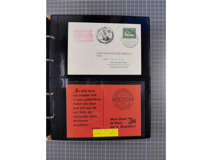 1908/39, umfangreiche Sammlung von 234 Belegen, viel Deutsches Reich (126 St.) mit Zeppelinbriefen/ Karten, Zeppelin-Ansichts
