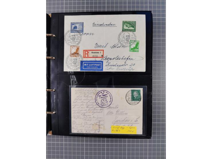 1908/39, umfangreiche Sammlung von 234 Belegen, viel Deutsches Reich (126 St.) mit Zeppelinbriefen/ Karten, Zeppelin-Ansichts