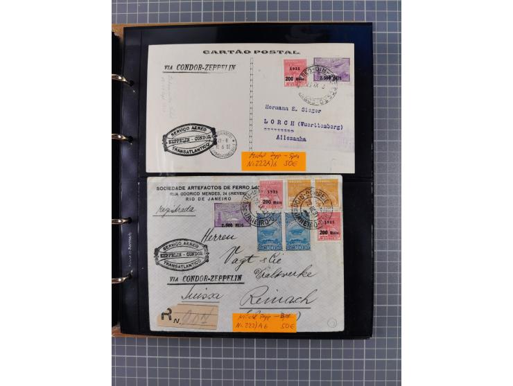 1908/39, umfangreiche Sammlung von 234 Belegen, viel Deutsches Reich (126 St.) mit Zeppelinbriefen/ Karten, Zeppelin-Ansichts