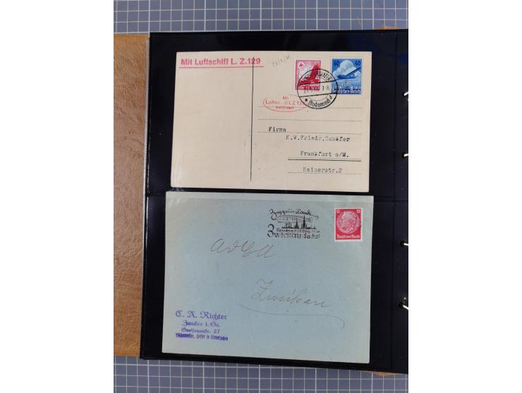 1908/39, umfangreiche Sammlung von 234 Belegen, viel Deutsches Reich (126 St.) mit Zeppelinbriefen/ Karten, Zeppelin-Ansichts